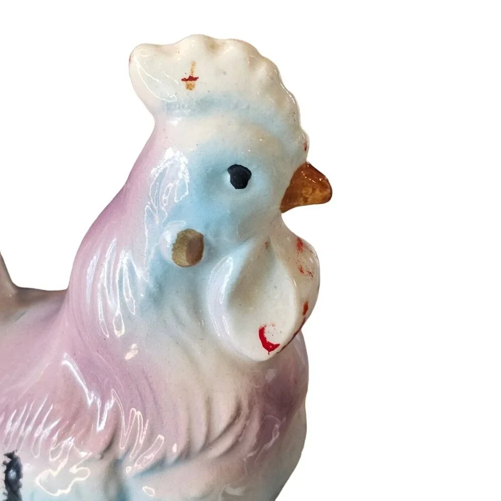 Porcelain Rooster Figurine‎ Made in Japan, Chicken Farmhouse Decor, Vintage 5